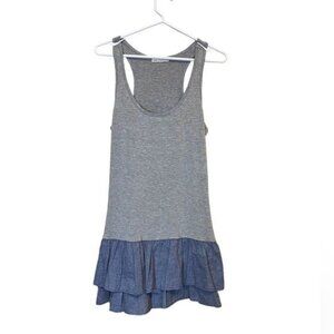 One Clothing Boho Bohemian Gray Raw Ruffle Tank Top Dress Size L